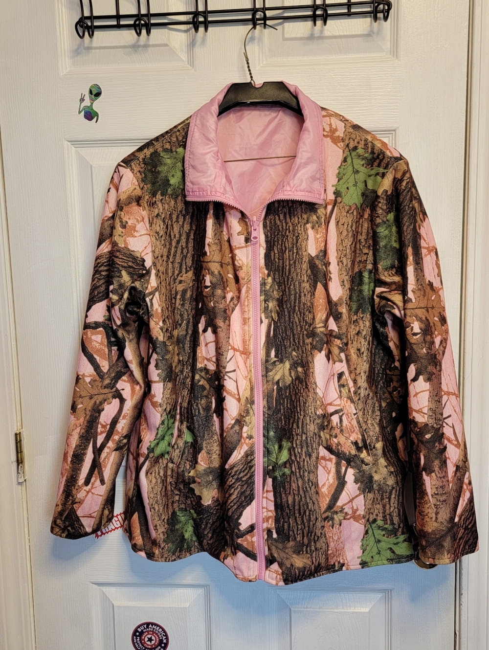 Aqua Stop XL Woodland Camo And Pink Reversible Jacket